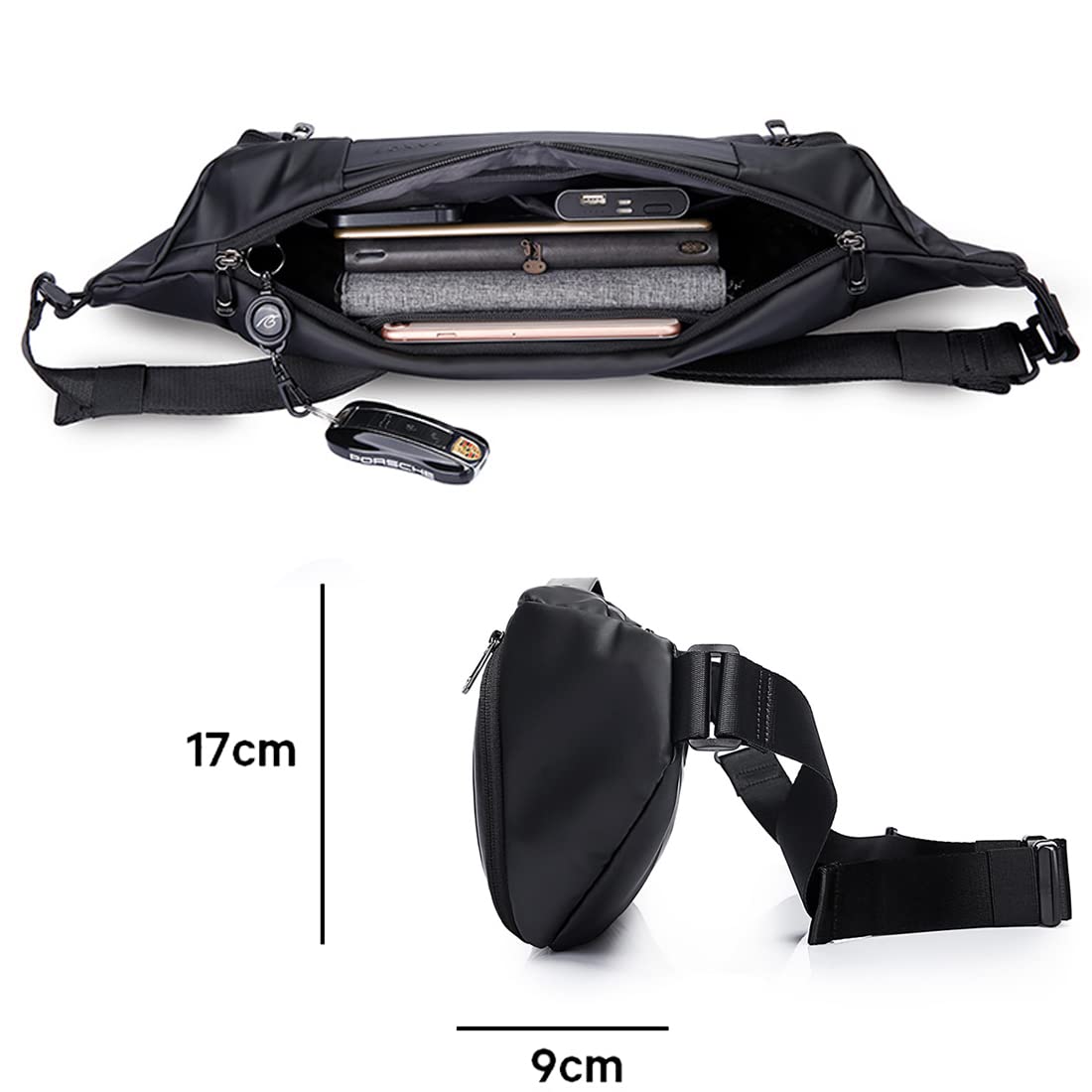 Clownfish black sling bag - lightweight travel