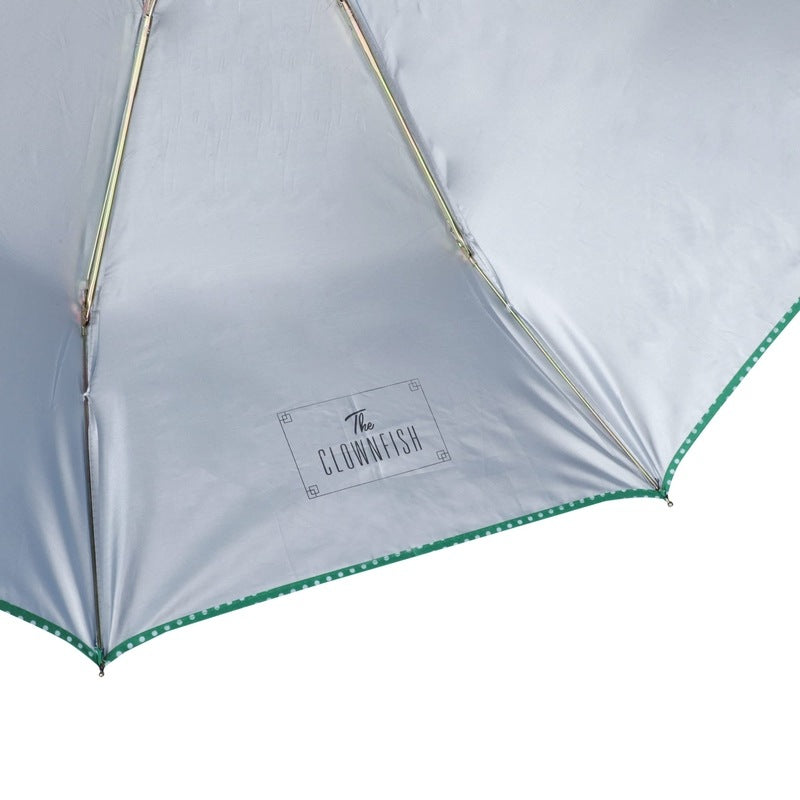 THE CLOWNFISH Umbrella Monochrome Series 3 Fold Auto Open Waterproof Water Repellent 190 T Polyester Double Coated Silver Lined Dotted Border Umbrellas For Men and Women (Skyblue)