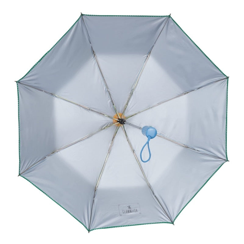 THE CLOWNFISH Umbrella Monochrome Series 3 Fold Auto Open Waterproof Water Repellent 190 T Polyester Double Coated Silver Lined Dotted Border Umbrellas For Men and Women (Skyblue)