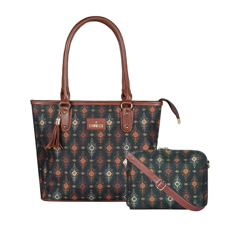 THE CLOWNFISH Combo Of Percy Printed Handicraft Fabric Handbag for Wom The Clownfish