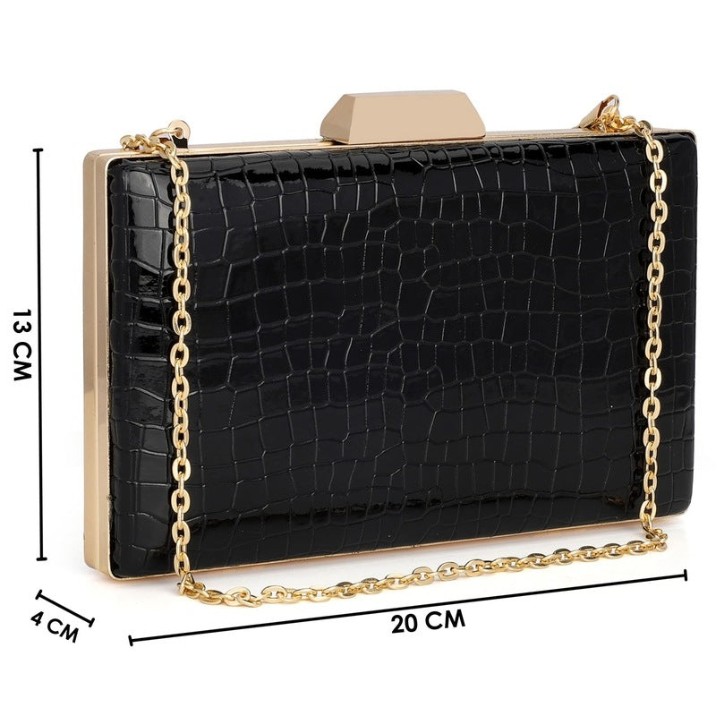 Clownfish Estella Clutch - Black Faux Leather Clutch