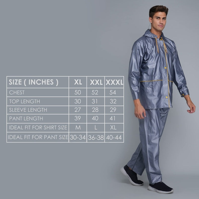 THE CLOWNFISH Rain Coat for Men Waterproof for Bike with Hood Raincoat for Men & Women. Samson Pro Series (Grey, XX-Large)