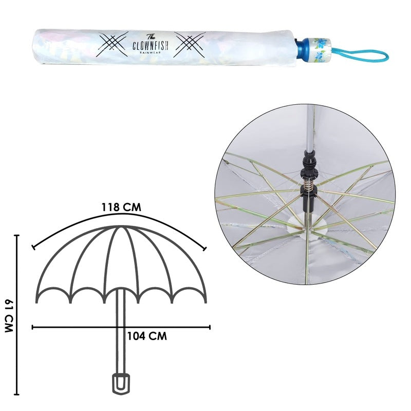 THE CLOWNFISH Umbrella 2- Fold Auto Open Waterproof 190 T Polyester Double Coated Silver Lined Umbrellas For Men and Women