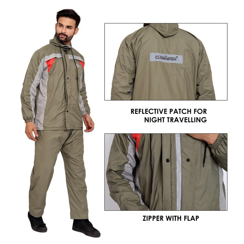Clownfish Men's Striped Raincoat - Reflective Safety Design