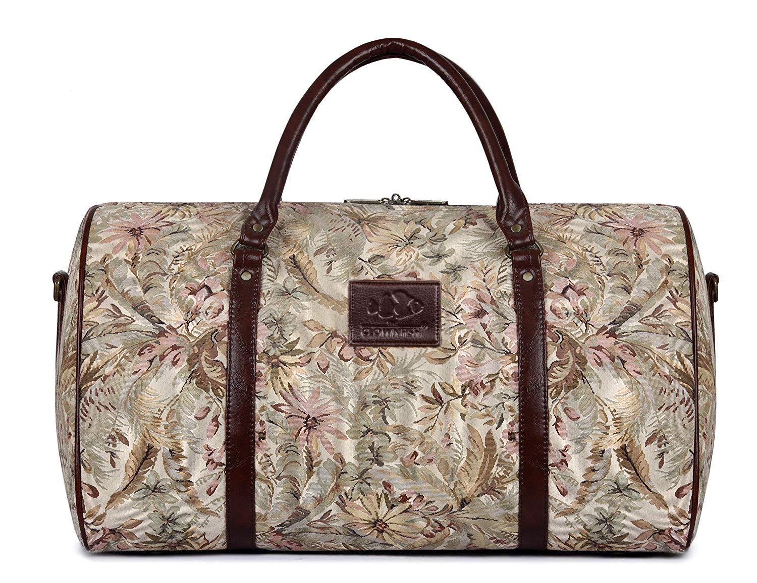 The Clownfish Forest 40 litres Tapestry Fabric Beige Travel Duffle Bag Men Travel Duffel Bag Luggage Daffel Bags Air Bags Luggage Bag Travelling Bag