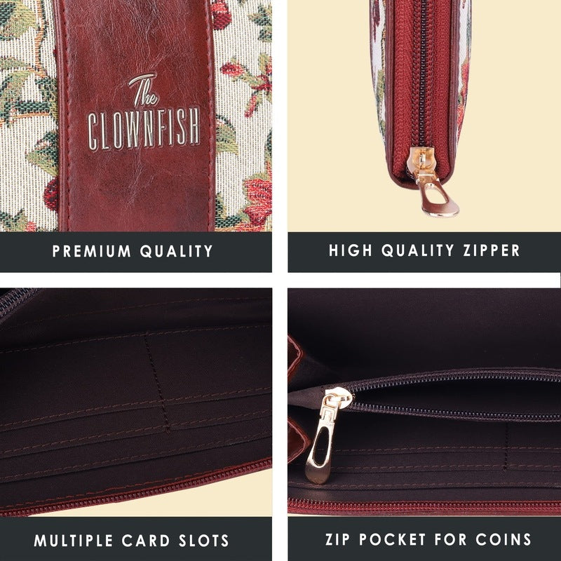 Clownfish wallet - Stylish floral zip around purse