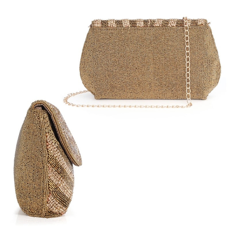 Clownfish Ladies Wallet - Golden clutch for formal events