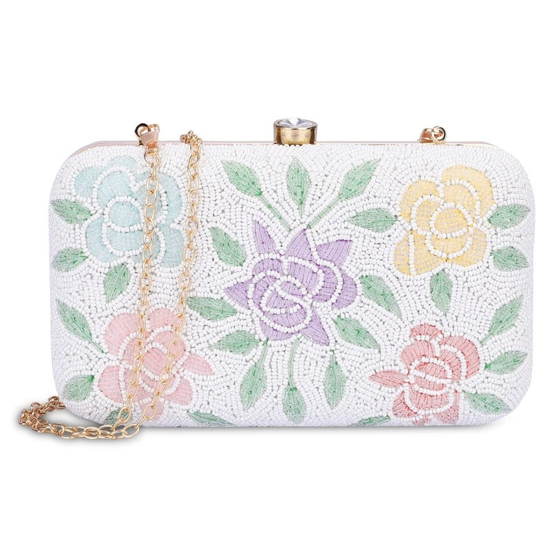 THE CLOWNFISH Ladyluxe Cream-Wave Design Women's Wallet Clutch Purse - Multiple Compartments, Card Slots & ID Window