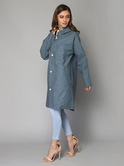 THE CLOWNFISH Raincoats/Longcoat for Women Rain Coat for Women Raincoat for Ladies Waterproof Reversible PVC Double Layer. Tiara Series (Grey, Large)