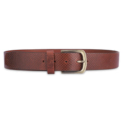 THE CLOWNFISH Men's Genuine Leather Belt with Textured Design - Tan (Size - 40 inches)