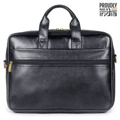 THE CLOWNFISH 11 Litre Faux Leather 15.6 inch Laptop Messenger Bag Briefcase (Black)