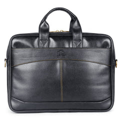 THE CLOWNFISH 10 Litre Faux Leather 15.6 inch Laptop Messenger Bag Briefcase (Black)