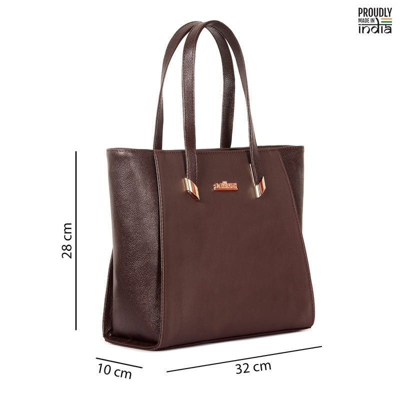 THE CLOWNFISH Hershey Handbag for Women Office Bag Ladies Shoulder Bag Tote For Women College Girls (Chocolate Brown)