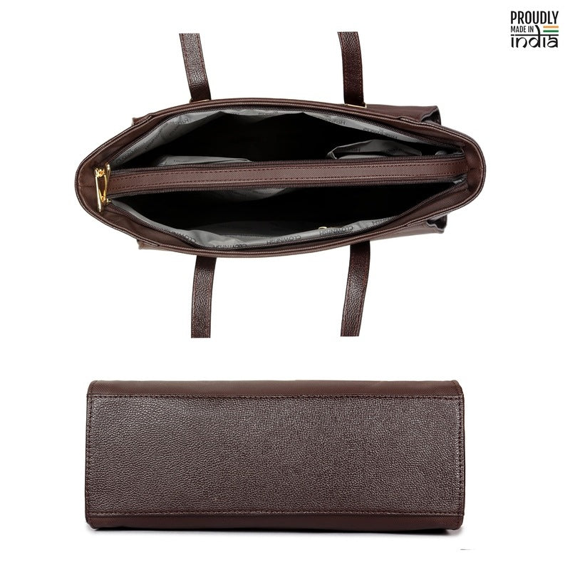 THE CLOWNFISH Hershey Handbag for Women Office Bag Ladies Shoulder Bag Tote For Women College Girls (Chocolate Brown)
