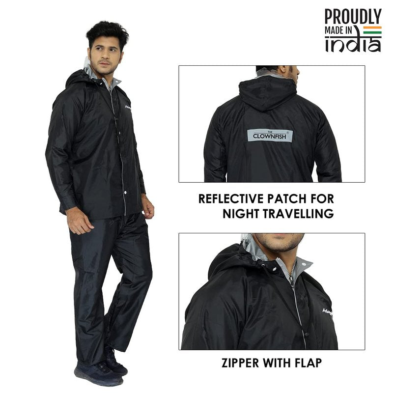Clownfish hooded raincoat - safety reflective stripes