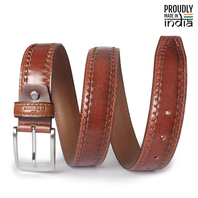 Clownfish coffee brown leather belt - Gift for him