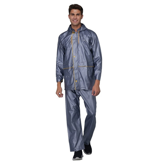 THE CLOWNFISH Rain Coat for Men Waterproof for Bike with Hood Raincoat for Men & Women. Samson Pro Series (Grey, XX-Large)