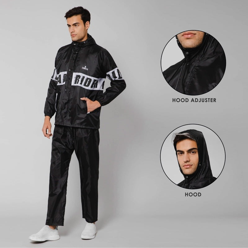 Clownfish raincoat - commuting on a motorcycle