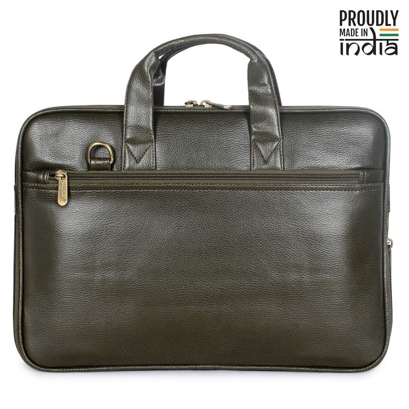 THE CLOWNFISH Triton Faux Leather Expandable 15.6 inch Laptop Tablet Messenger Bag (Green)