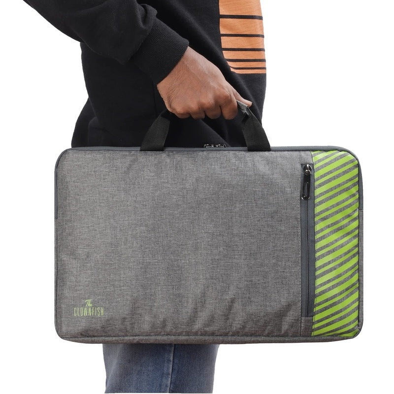 THE CLOWNFISH Rex Series Polyester Unisex 15.6 Inch Laptop Bag Tablet Case With Comfortable Carry Handles (Grey)