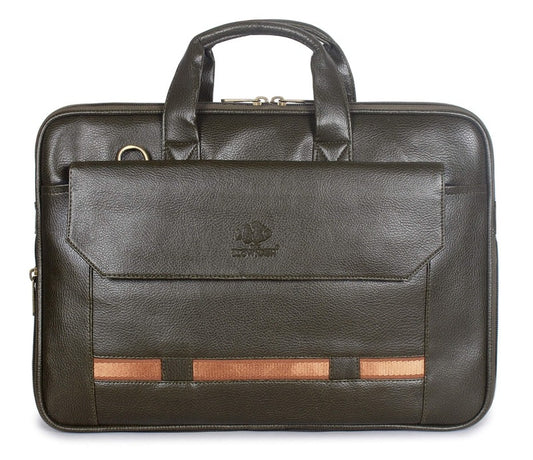 THE CLOWNFISH Triton Faux Leather Expandable 15.6 inch Laptop Tablet Messenger Bag (Green)