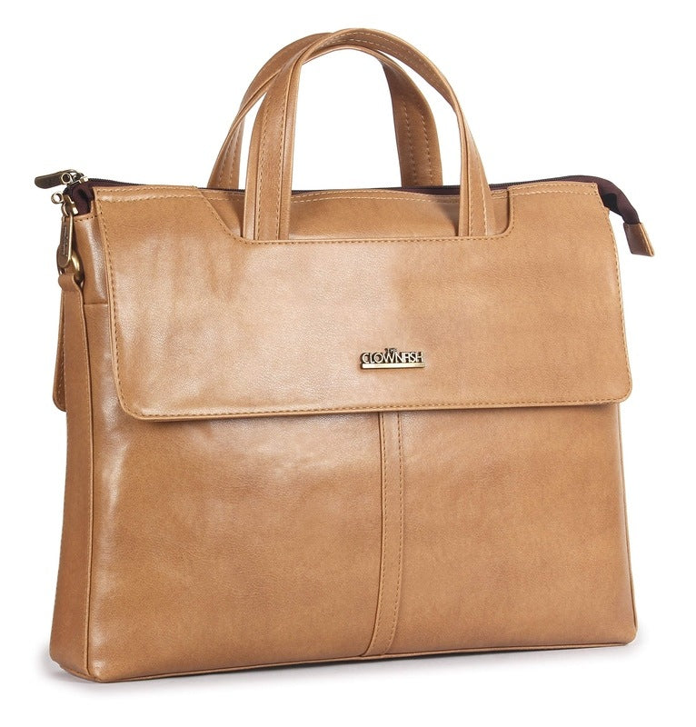 Clownfish Beige Laptop Shoulder Bag - Everyday Essentials