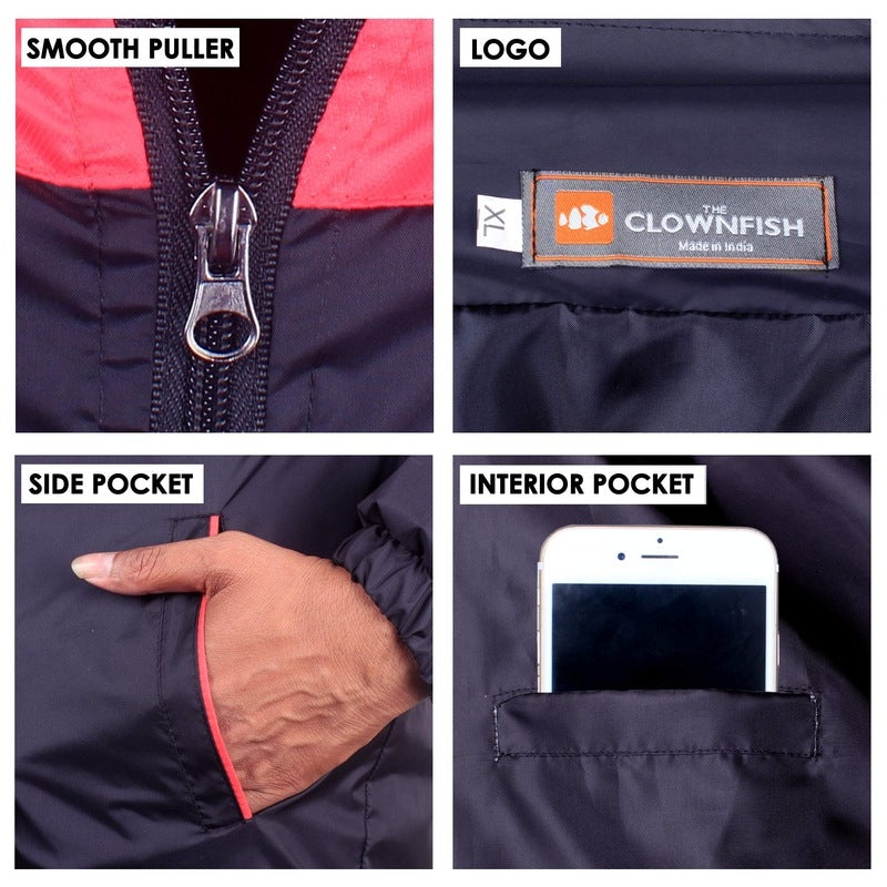 Clownfish Men's Activewear Jacket - Red and Blue Color Combination