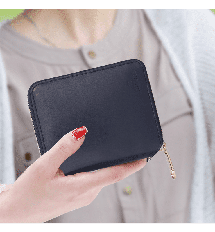 Zia Collection Genuine Leather Bi-Fold Zip Coin Pocket for Women's