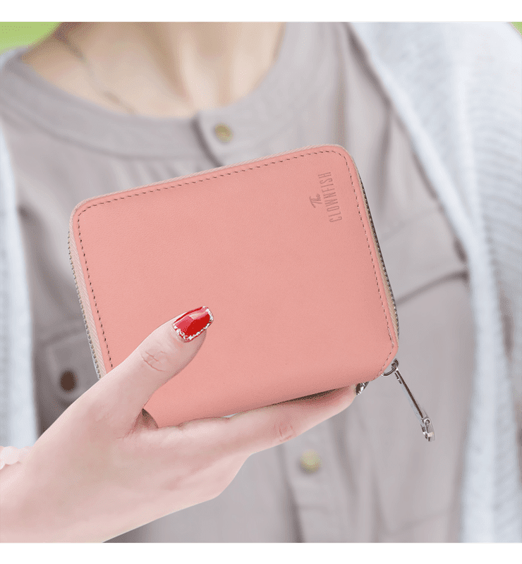 Zia Collection Genuine Leather Bi-Fold Zip Coin Pocket for Women's