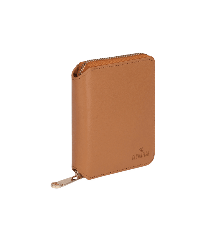 Zia Collection Genuine Leather Bi-Fold Zip Coin Pocket for Women's