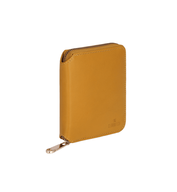 Zia Collection Genuine Leather Bi-Fold Zip Coin Pocket for Women's