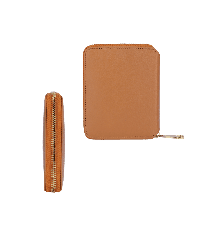 Zia Collection Genuine Leather Bi-Fold Zip Coin Pocket for Women's