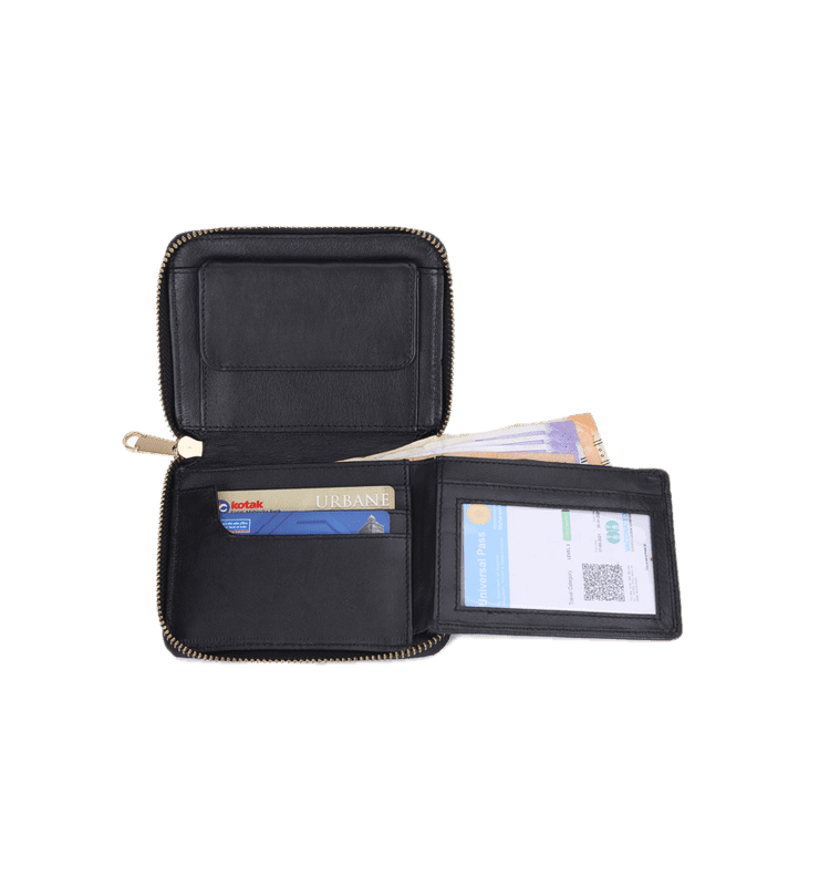 Zia Collection Genuine Leather Bi-Fold Zip Coin Pocket for Women's