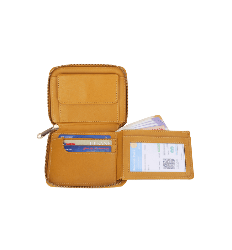 Zia Collection Genuine Leather Bi-Fold Zip Coin Pocket for Women's