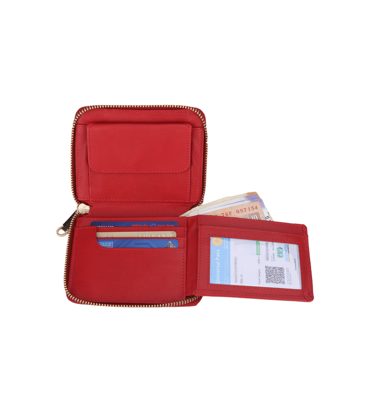 Zia Collection Genuine Leather Bi-Fold Zip Coin Pocket for Women's