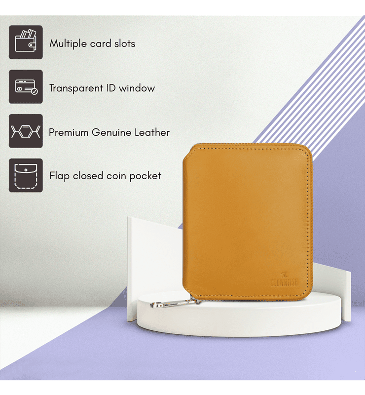 Zia Collection Genuine Leather Bi-Fold Zip Coin Pocket for Women's